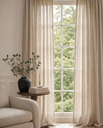 Oatmeal Linen Unlined Curtains. Mariana Oatmeal by Ada & Ina