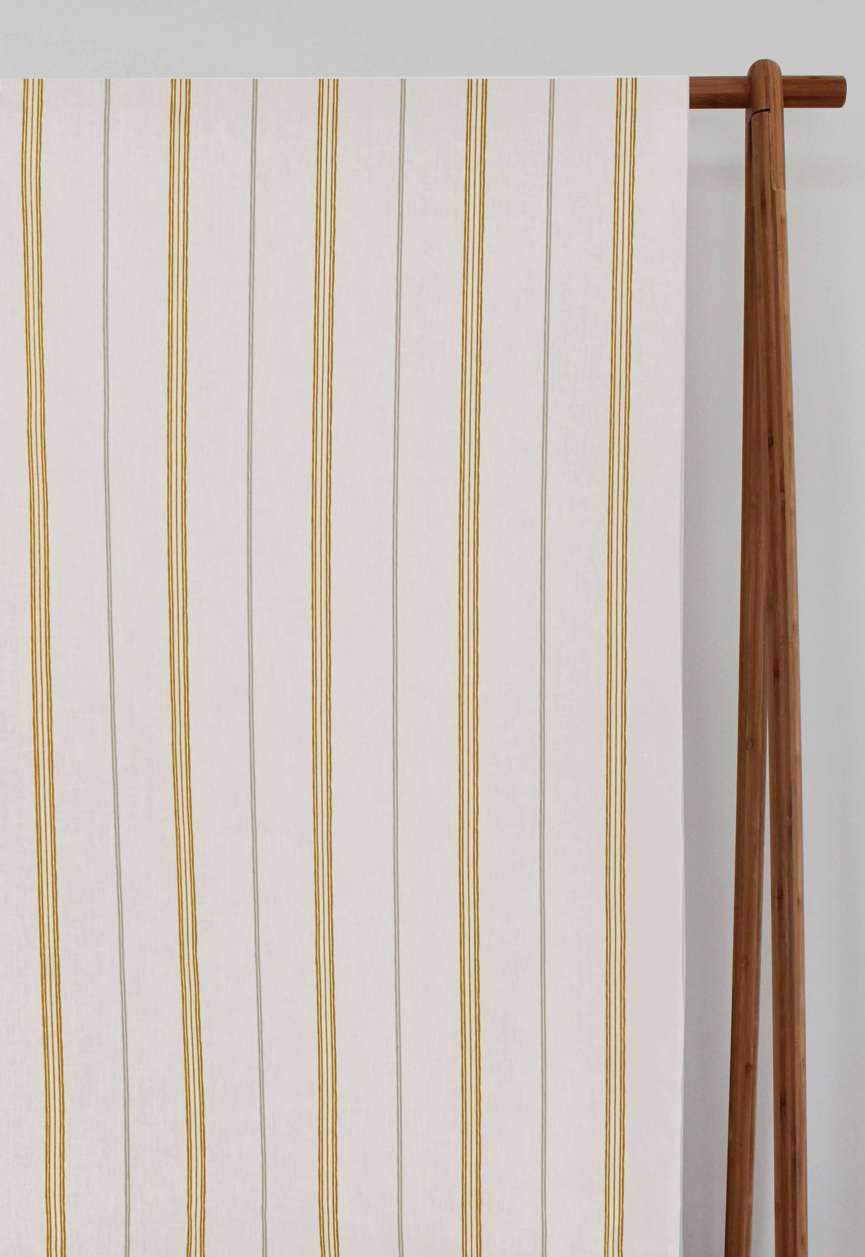 Elise Ochra-WHT - vertical two tone striped fabric.
