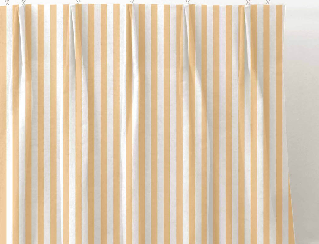 Liliana Ochra-WHT - white striped orange yellow patterned fabric for curtains and blinds