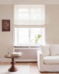 Off-white Linen Roman blind. Made of 280 cm wide soft 100% Linen fabric Vilgot White by Ada & Ina