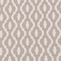 Oona Taupe - White linen mix fabric, Light Brown abstract print