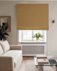 Orange 100% Linen Roman Blind with Blackout lining. Beata Honey by Ada & Ina Fabrics