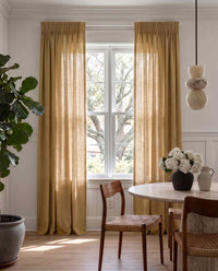 Orange 100% Linen Unlined curtains - Pencil pleat heading. Beata Honey by Ada & Ina