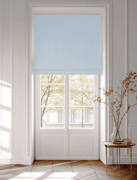 Roman blinds made of light blue cotton fabric Amara Pale Blue