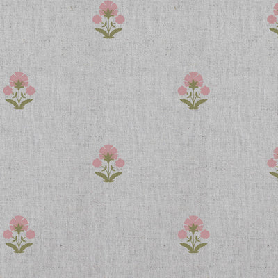 Penelope Pink Green - Curtain fabric with Pink and Green floral print