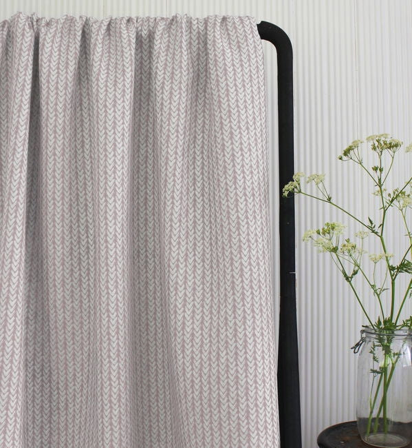 Fia Peony - Linen curtain fabric, abstract Pink pattern