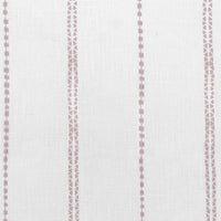 Inga Peony - White Striped Curtain fabric, 100% Linen. Close Up Photo