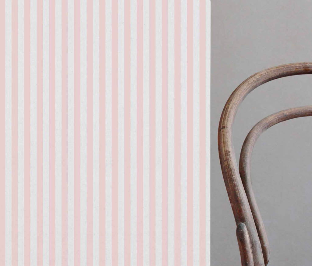 Liliana Peony-WHT - white fabric with pink striped pattern