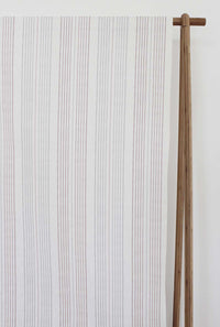 Else-Peony- WHT - Linen curtain fabric, Pale Pink & Grey stripes