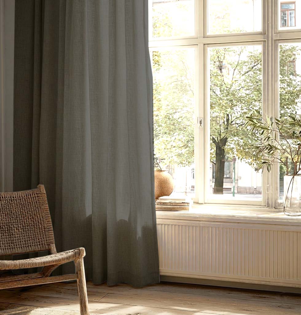 Dark Grey Linen Mix Curtains
