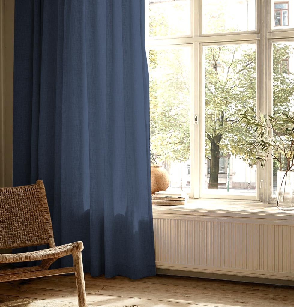 Ink Dark Blue Linen Mix Curtains