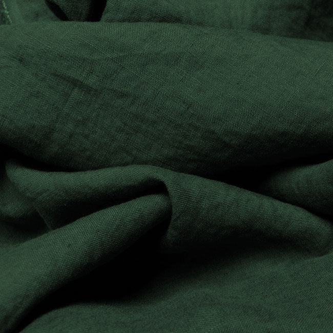Ulrike Pine - Dark Green Stonewashed Linen Cotton Fabric