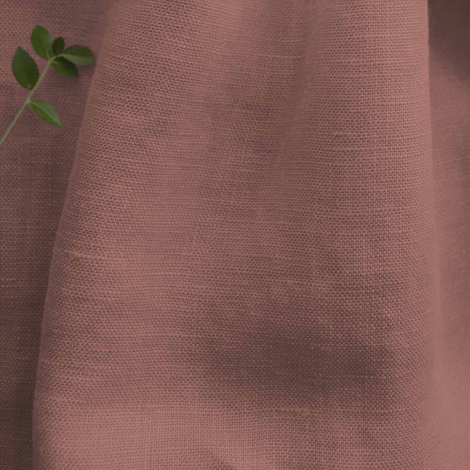 Bea Rhubarb - Linen fabric for linen curtains and linen blinds. Close Up Photo