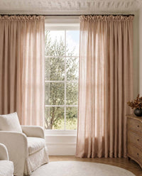 Pink Wide Linen Curtains. Made of double width 280 cm wide soft pure linen fabric Vilgot Dusty Rose by Ada & Ina