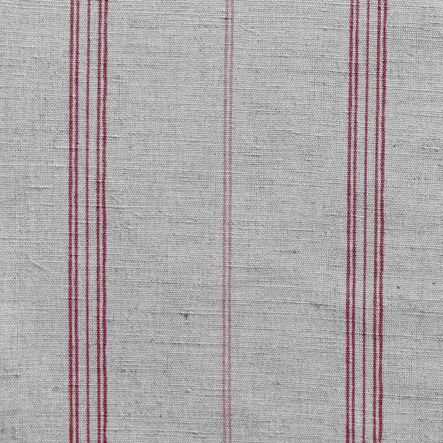 Elise Pink Cherry - Linen Cotton mix curtain fabric, Pink & Red stripes