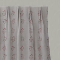 Pink Floral Linen Pleated Curtain - Cherie Dusty Pink - Natural base fabric.