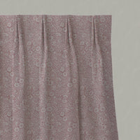 Pink Floral Linen Pleated Curtain - Cheye Dusty Pink - Natural base fabric.