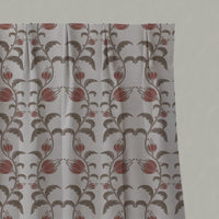 Red and Brown Patterned Linen Pleated Curtain - Dana Red Pebble - Natural base fabric.