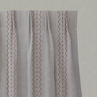 Pink and Brown Patterned Linen Pleated Curtain - Daphne Dusty Pink - Natural base fabric.