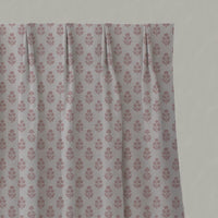Pink Floral Linen Pleated Curtain - Doris Dusty Pink - Natural base fabric.