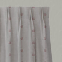 Pink Patterned Stripe Linen Pleated Curtain - Maybel Dusty Pink - Natural base fabric.