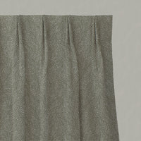 Green Botanical Linen Pleated Curtains - Alma Khaki - Natural base fabric.