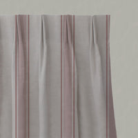 Pink Striped Linen Pleated Curtains - Bella Dusty Pink - Natural base fabric.