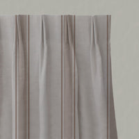 Pink Striped Linen Pleated Curtains - Bella New Blush - Natural base fabric.