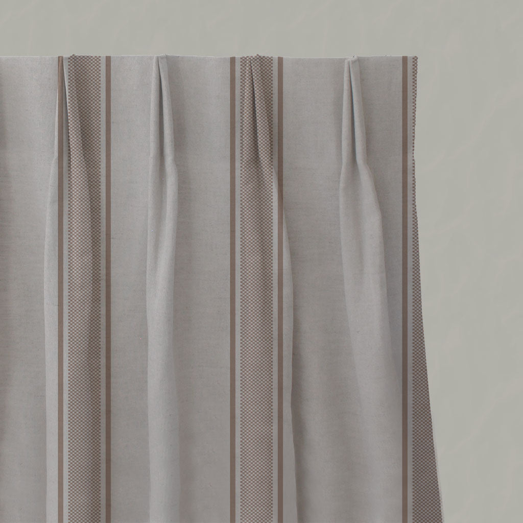 Pink Striped Linen Pleated Curtains - Bella New Blush - Natural base fabric.