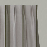 Green Striped Linen Pleated Curtains - Bella Sea Weed - Natural base fabric.