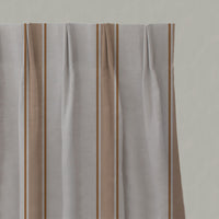 Orange Striped Linen Pleated Curtains - Bella Tangerine - Natural base fabric.