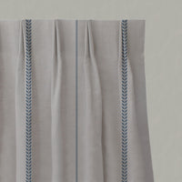 Blue Striped Linen Pleated Curtains - Berit-NAT Denim - Natural base fabric.