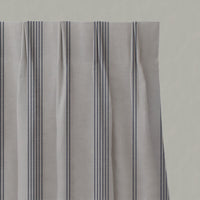 Blue Striped Linen Pleated Curtains - Brea Deep Blue - Natural base fabric.