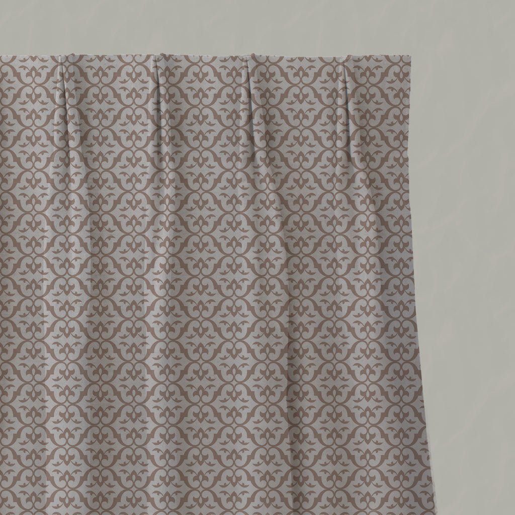 Pink Patterned Linen Pleated Curtains - Brita New Blush - Natural base fabric.