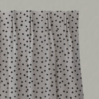 Black Kids Spotted Linen Pleated Curtains - Dottie Noir - Natural base fabric.