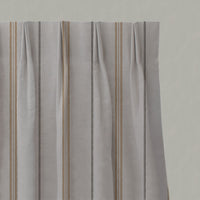 Orange / Yellow Striped Linen Pleated Curtains - Elise Gold Ochre - Natural base fabric.