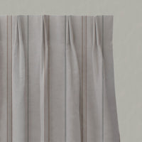 Grey / Pink Striped Linen Pleated Curtains - Elise New Blush - Natural base fabric.