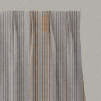 Orange Striped Linen Pleated Curtains - Else Tangerine - Natural base fabric.