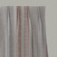 Orange Striped Linen Pleated Curtains - Else Terracotta - Natural base fabric.