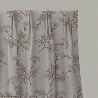 Pink / Brown Botanical Linen Pleated Curtains - Emmy Dusty Pink - Natural base fabric.