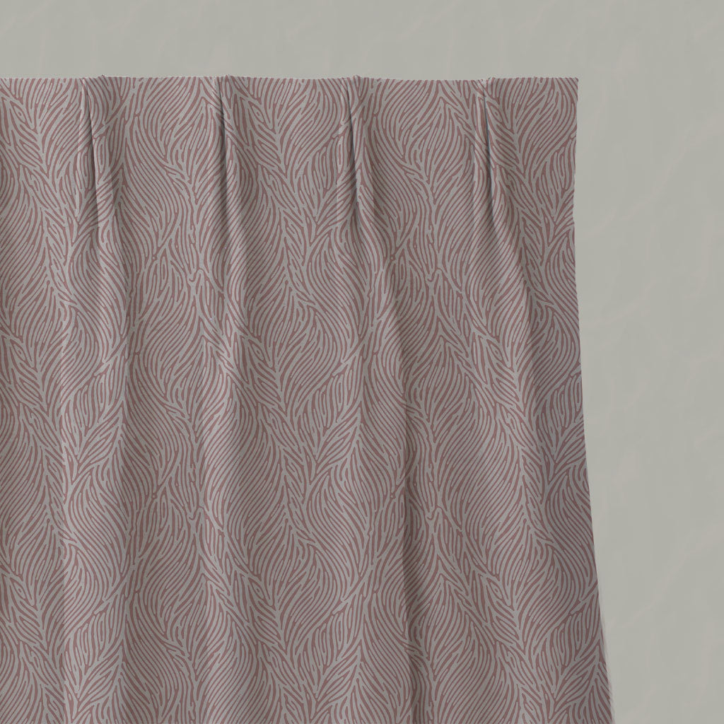 Pink Botanical Linen Pleated Curtains - Erica Dusty Pink - Natural base fabric.