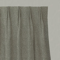 Green Botanical Linen Pleated Curtains - Erica Khaki - Natural base fabric.