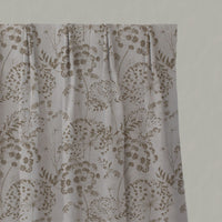 Brown Floral Linen Pleated Curtains - Erleen Nat Sand - Natural base fabric.