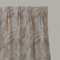 Orange / Yellow Plain Linen Pleated Curtains - Fernia Gold Ochre - Natural base fabric.