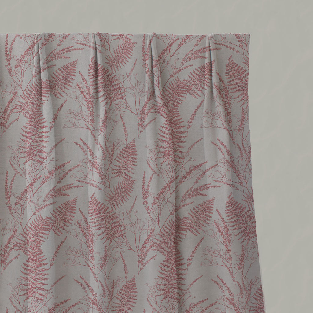 Pink Plain Linen Pleated Curtains - Fernia Sweetpea - Natural base fabric.
