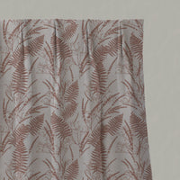 Orange Plain Linen Pleated Curtains - Fernia Terracotta - Natural base fabric.