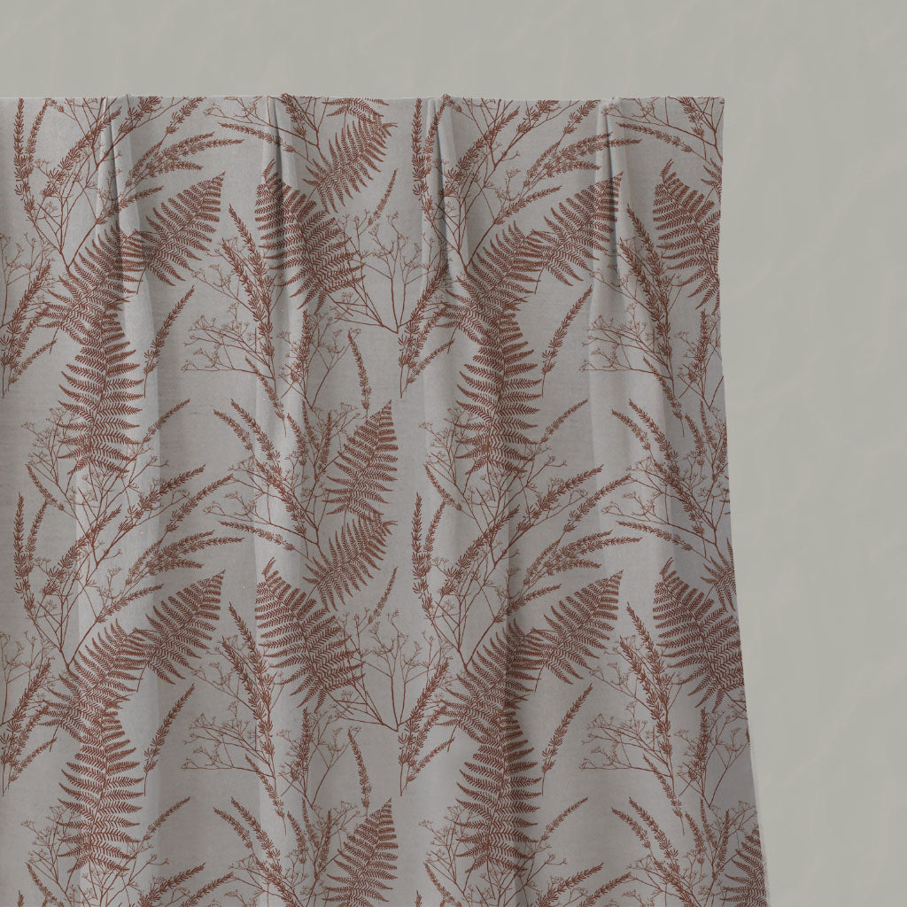 Orange Plain Linen Pleated Curtains - Fernia Terracotta - Natural base fabric.