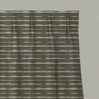 Green Patterned Linen Pleated Curtains - Fransibella Moss Green-NAT - Natural base fabric.