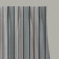 Blue Striped Linen Pleated Curtains - Freja Blue Stone - Natural base fabric.