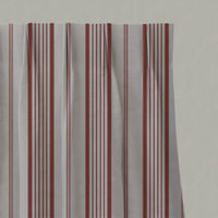 Red Striped Linen Pleated Curtains - Freja Crimson Red - Natural base fabric.